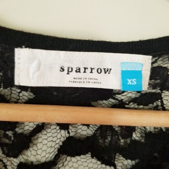 𝅺Sparrow Anthropologie Cashmere Blend Knit Intarsia Lace Mini Dress Size XS - Picture 2 of 11